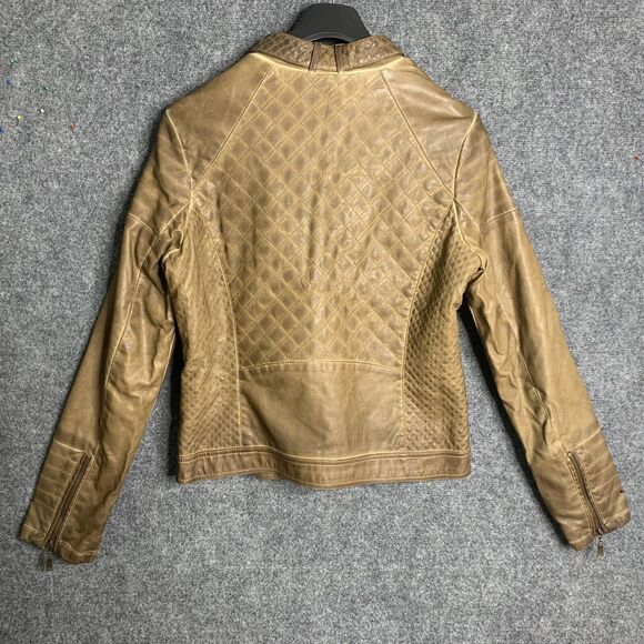 J2 Faux Leather Jacket Women XL Brown Aged Look Zip Front & Sleeves Lined - Picture 8 of 16